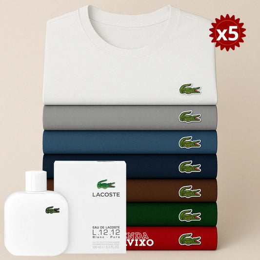 PACK X5 CAMISETAS LACOSTE + LOCION
